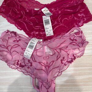 New with Tags - Red/Pink Lace Panties - DKNY - SIze L
